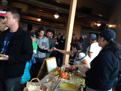 Line up for vegan goodies! (Taken from Twitter)